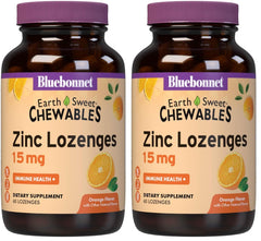 Bluebonnet Nutrition EarthSweet Zinc Lozenges Orange Flavor – 60 lozenges per pack, Pack of 2