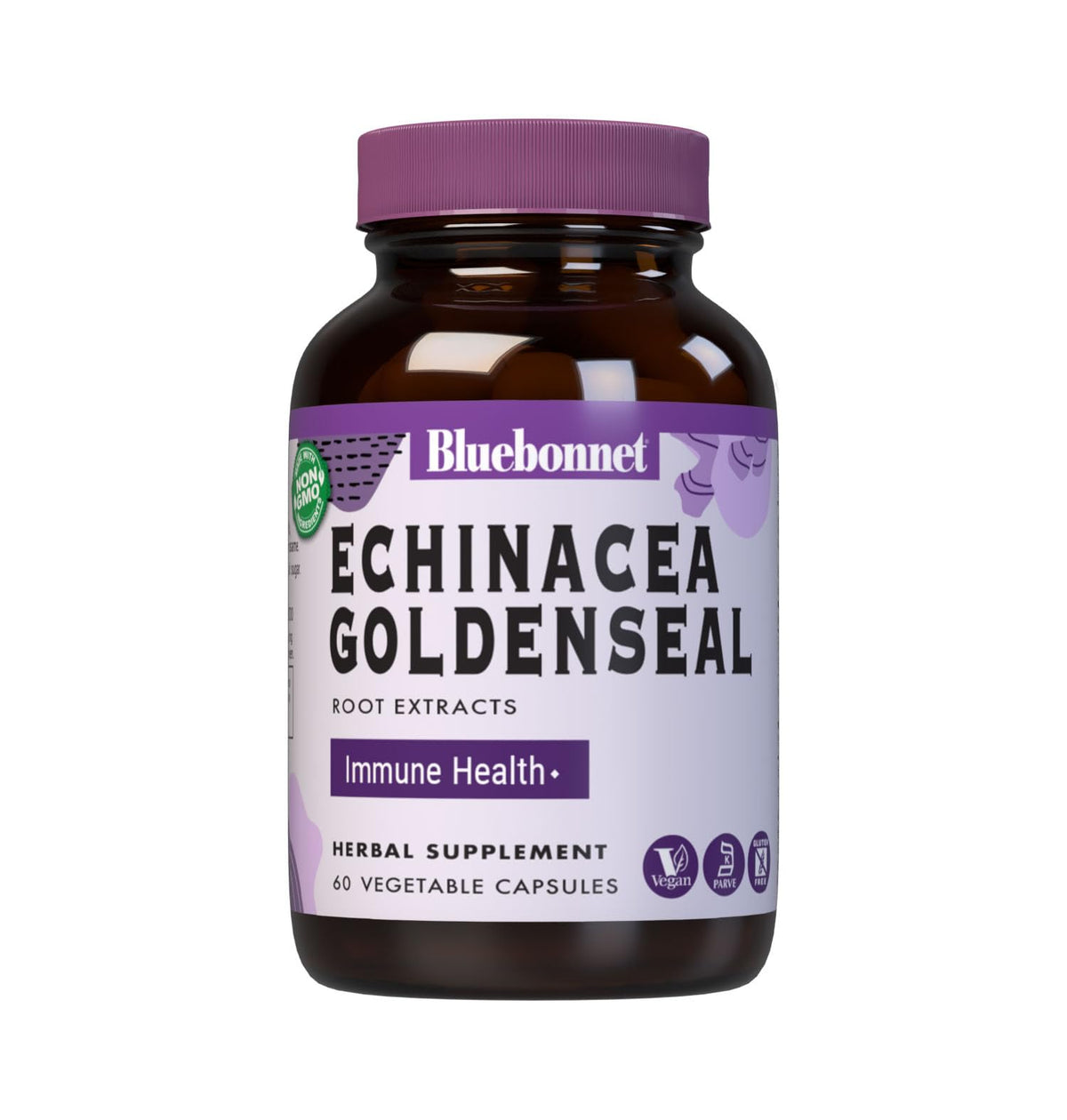 BlueBonnet Echinacea Goldenseal Root Extract supplement bottle - 60 count