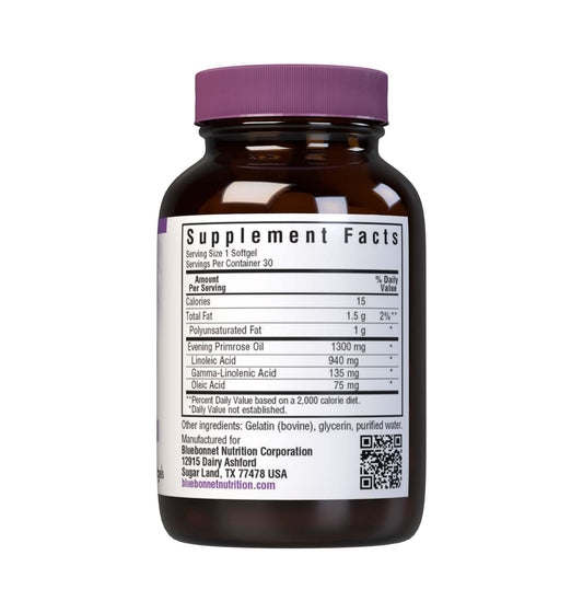 Close-up of 1300 mg Evening Primrose Oil softgels on a white background