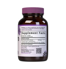 Close-up of the Saw Palmetto Berry Extract softgels and supplement facts