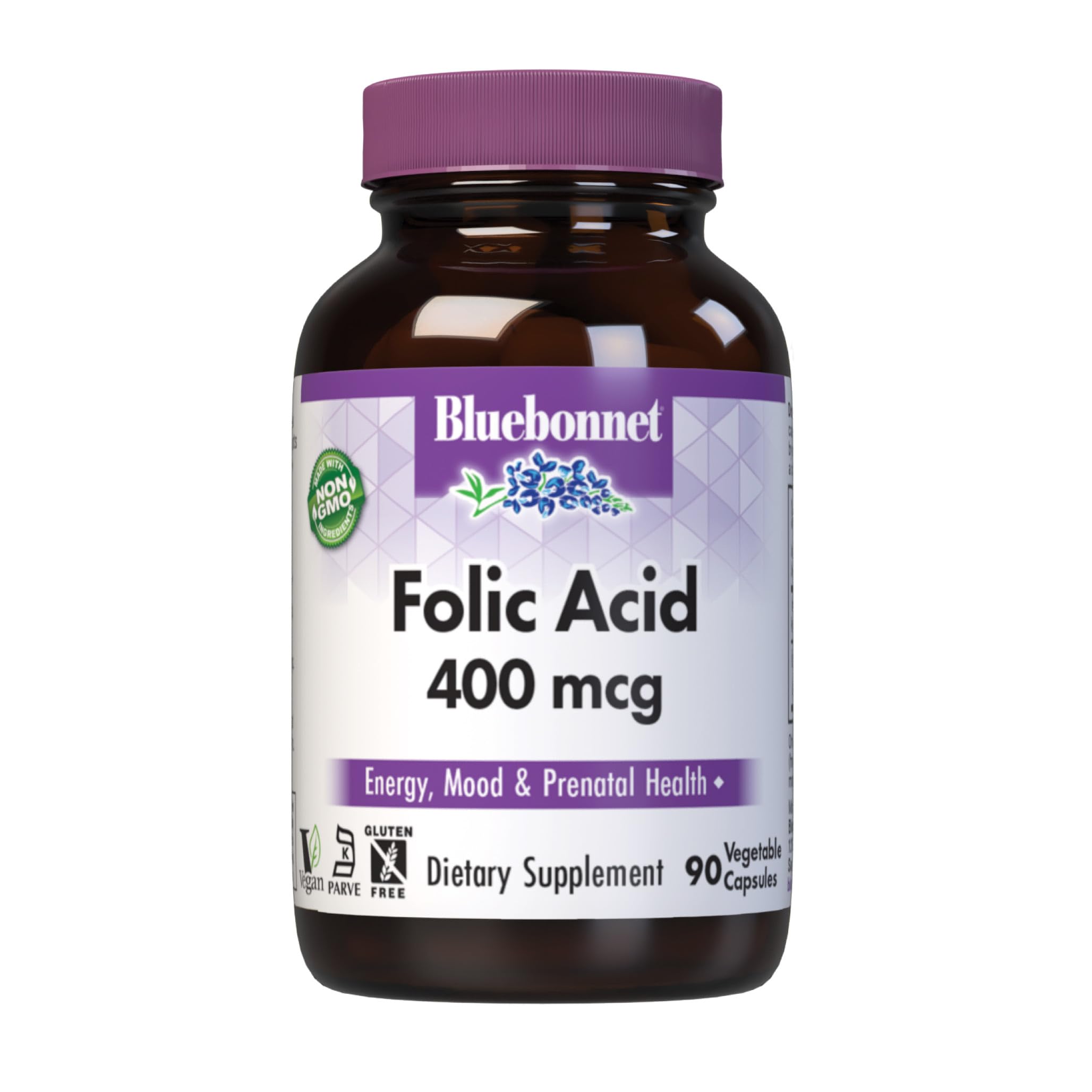 Bluebonnet Folic Acid 400 mcg bottle label
