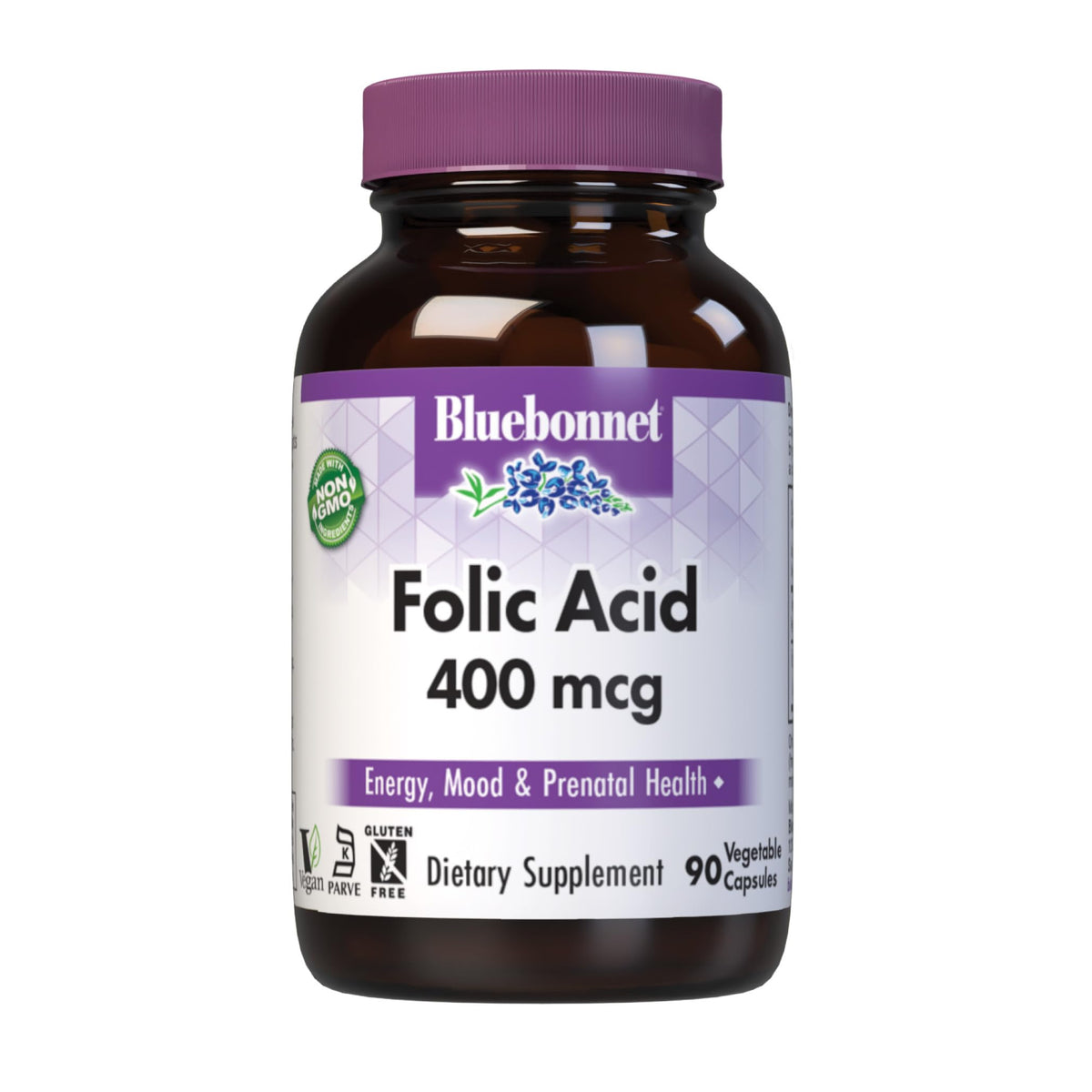 Bluebonnet Folic Acid 400 mcg bottle label