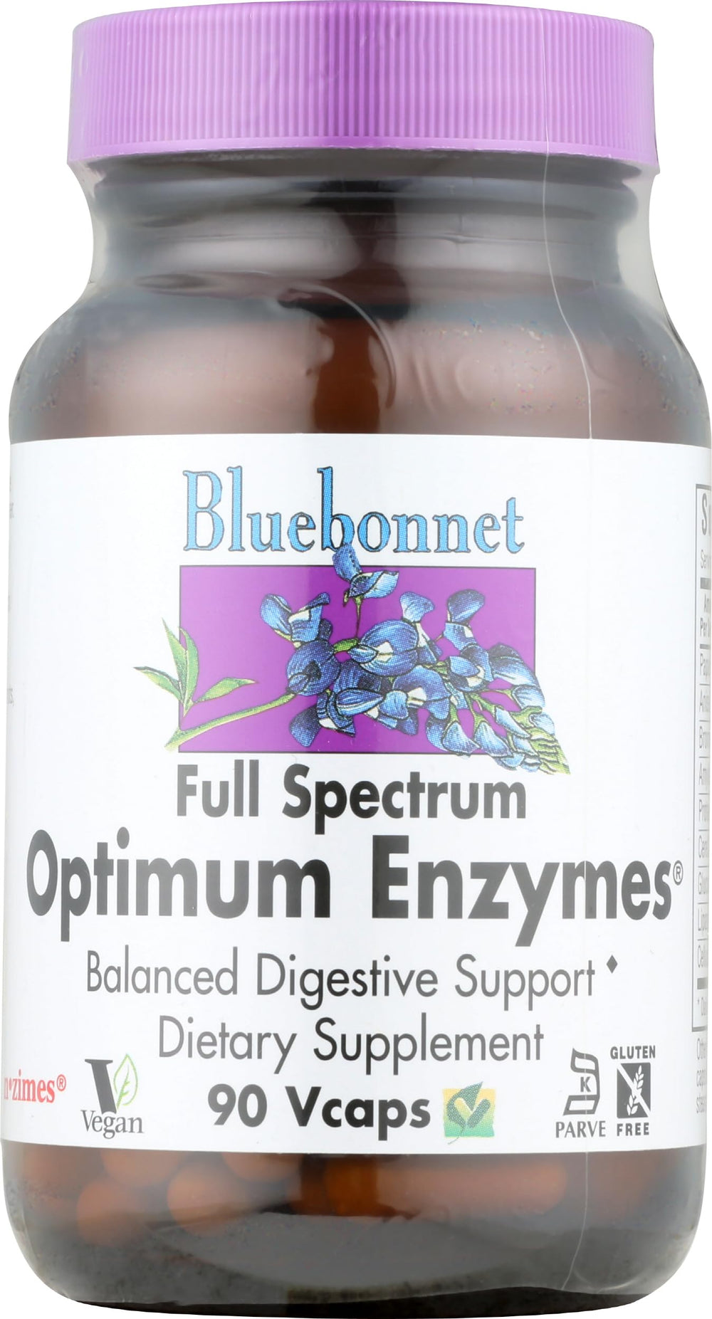 BlueBonnet Full Spectrum Optimum Enzymes Vegetarian Capsules bottle - 90 count