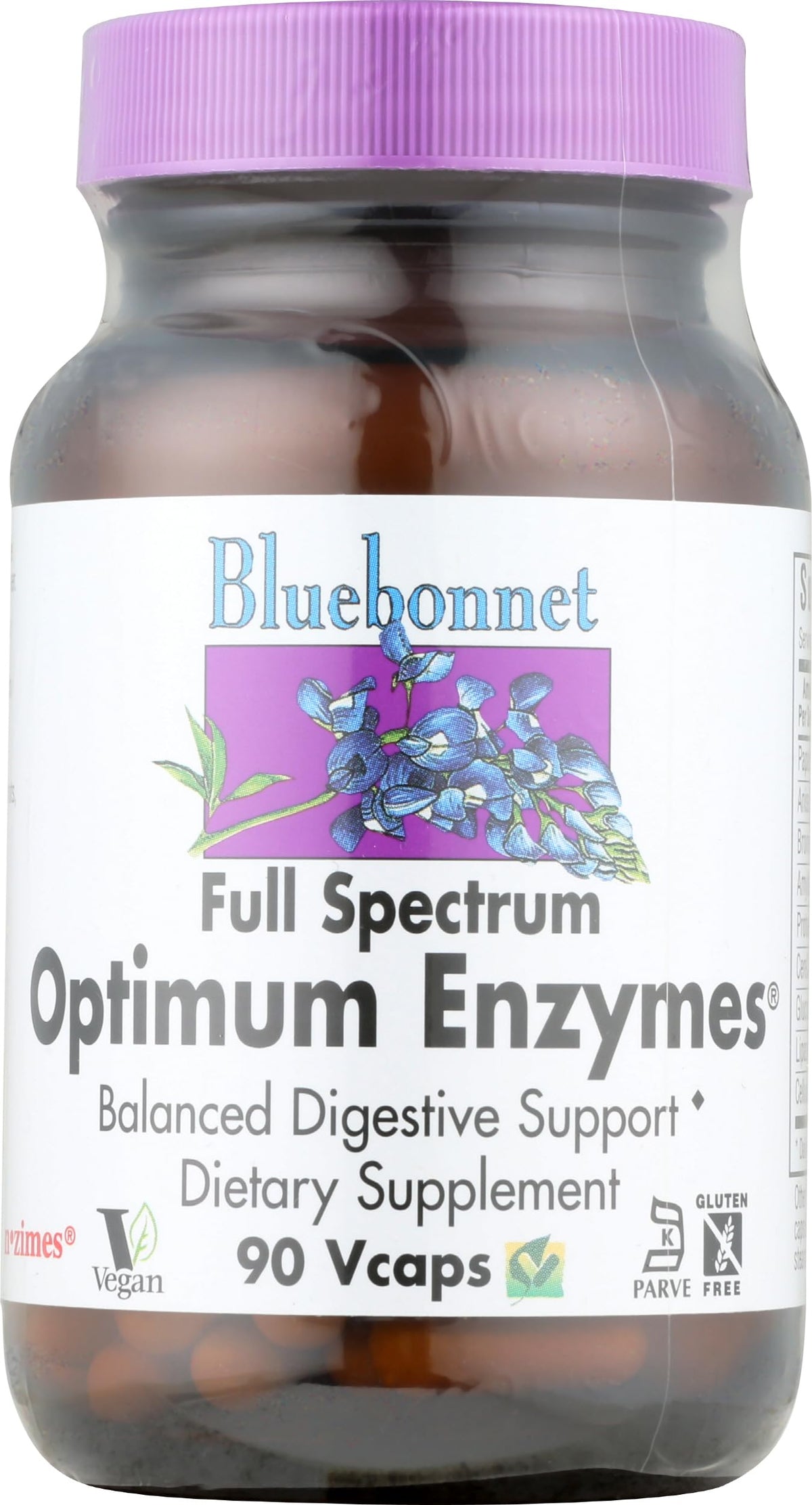 BlueBonnet Full Spectrum Optimum Enzymes Vegetarian Capsules bottle - 90 count