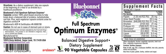 BlueBonnet Full Spectrum Optimum Enzymes Vegetarian Capsules packaging and label