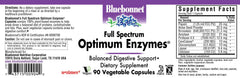 BlueBonnet Full Spectrum Optimum Enzymes Vegetarian Capsules packaging and label