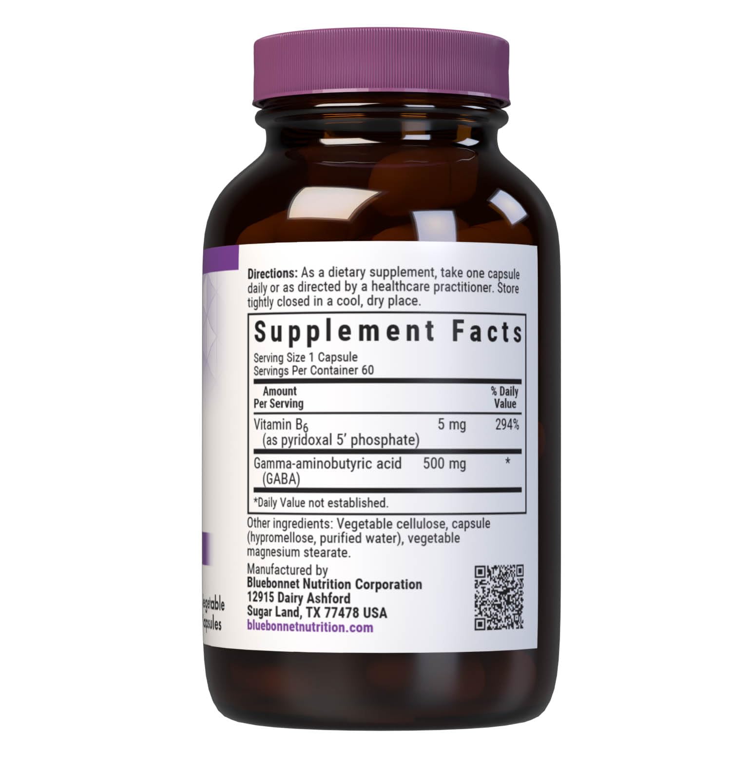 Close-up of GABA 500mg capsules