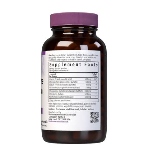 Nutrition facts panel for Glucosamine Chondroitin Plus MSM