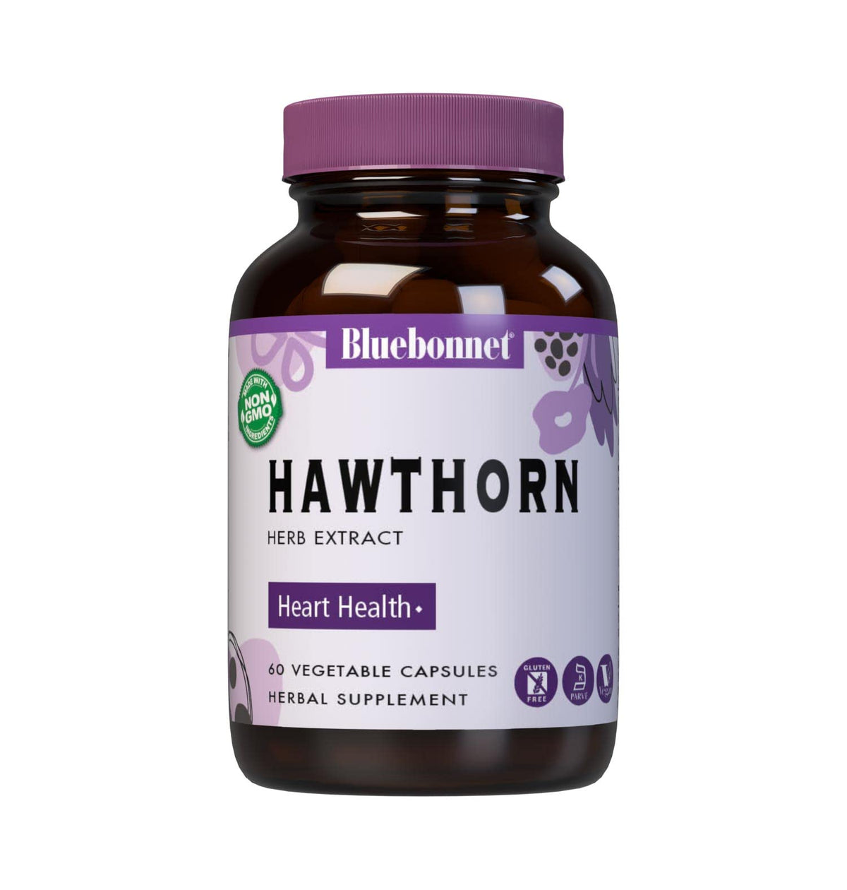 BlueBonnet Hawthorn Herb Extract Capsules bottle – 60 count, vegan