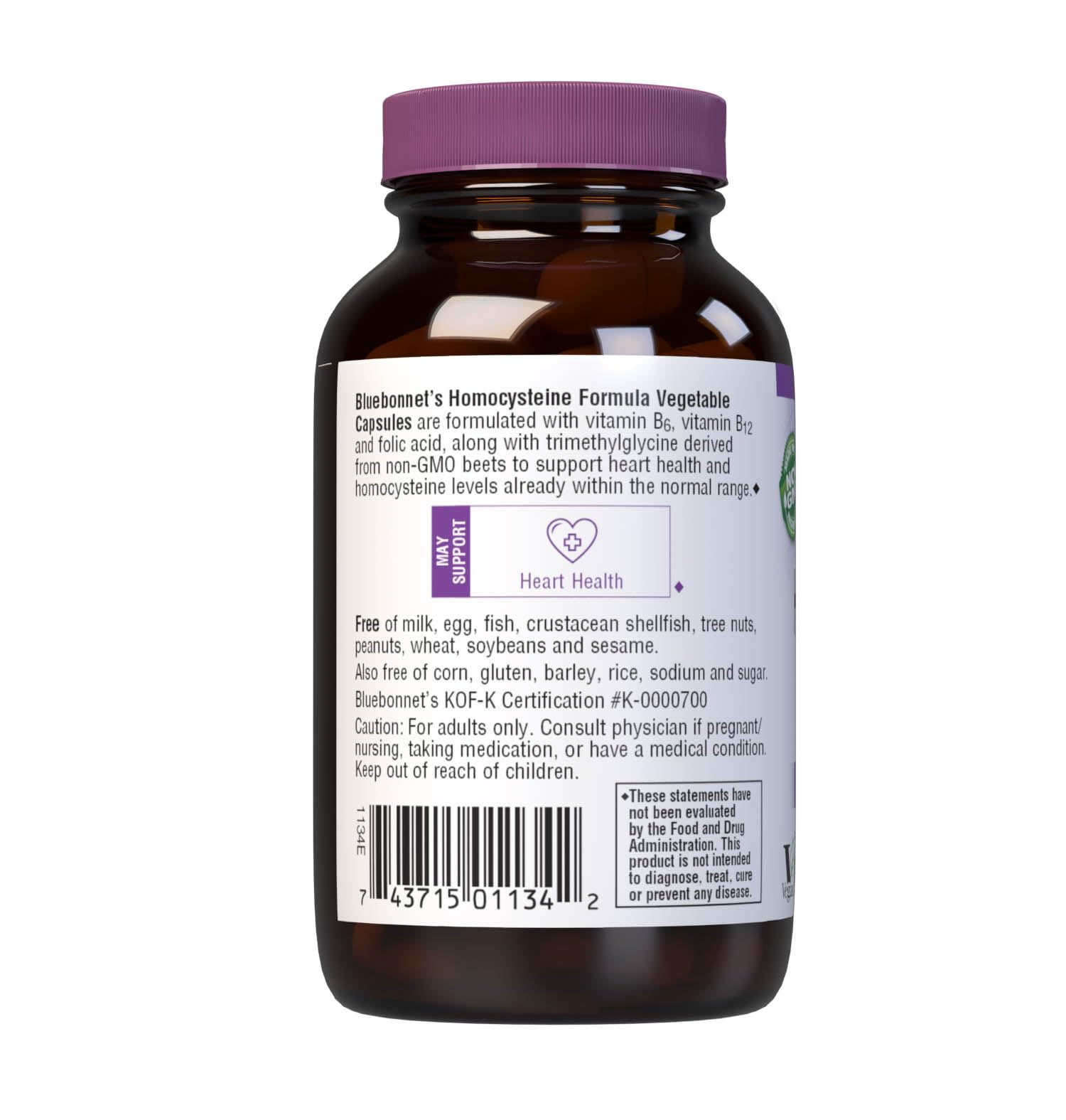 Nutrition facts panel and serving size: 60 capsules per bottle
