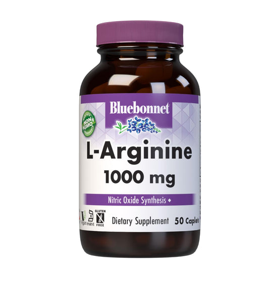 Bluebonnet Nutrition L-Arginine 1000 mg Caplets bottle and packaging