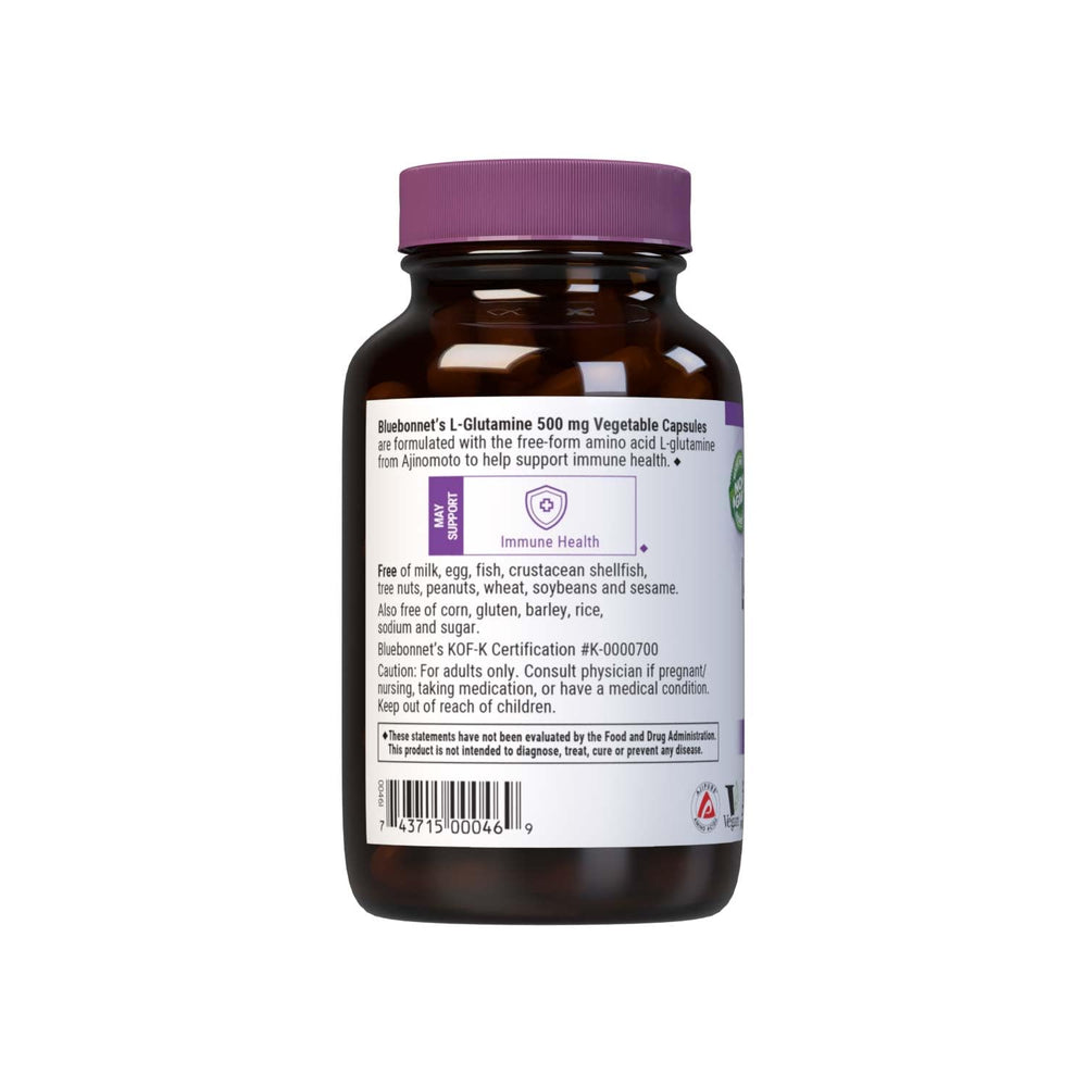 Bluebonnet Nutrition L-Glutamine 500 mg bottle with 100 servings