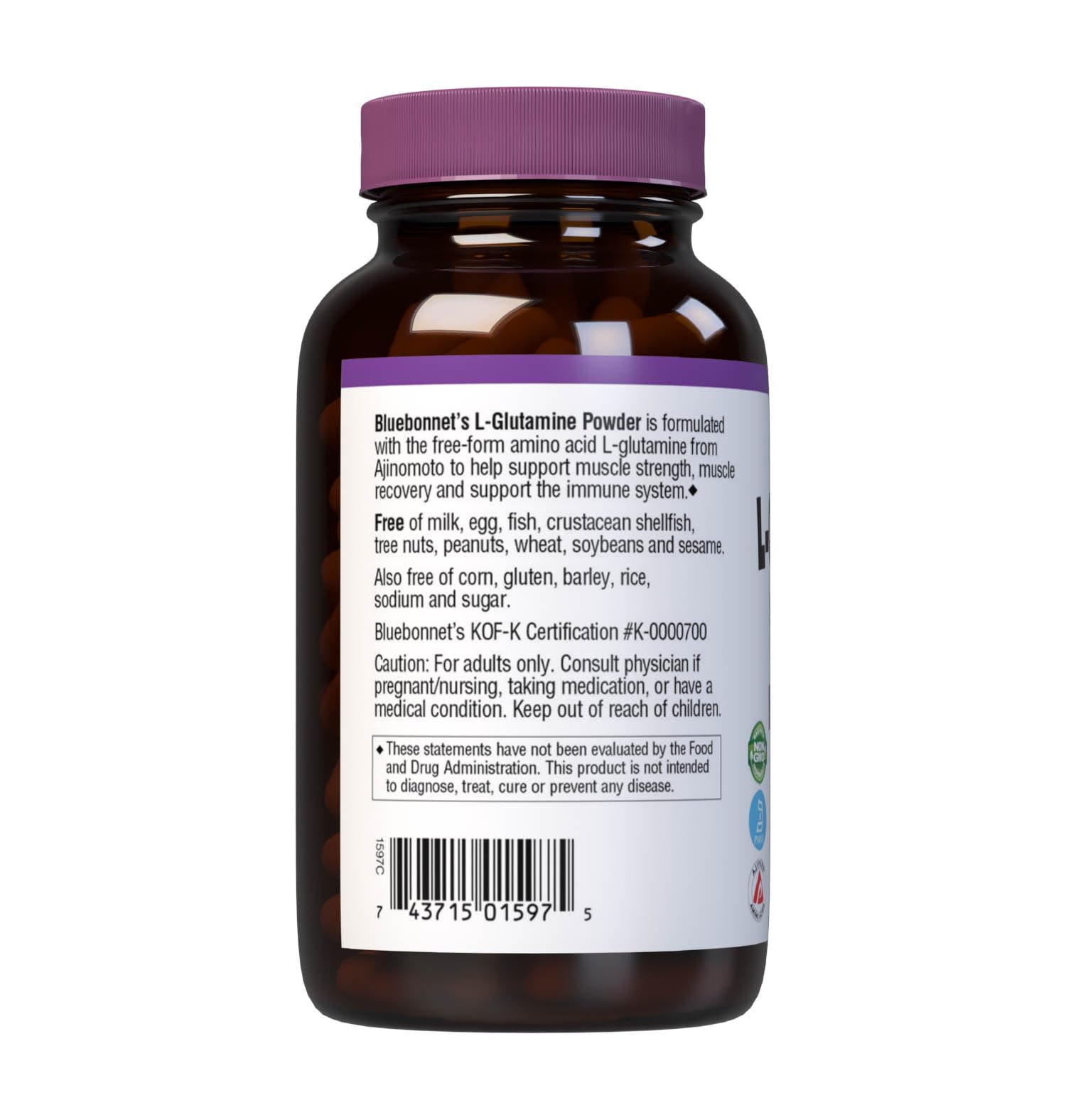 Bluebonnet L-Glutamine Powder packaging