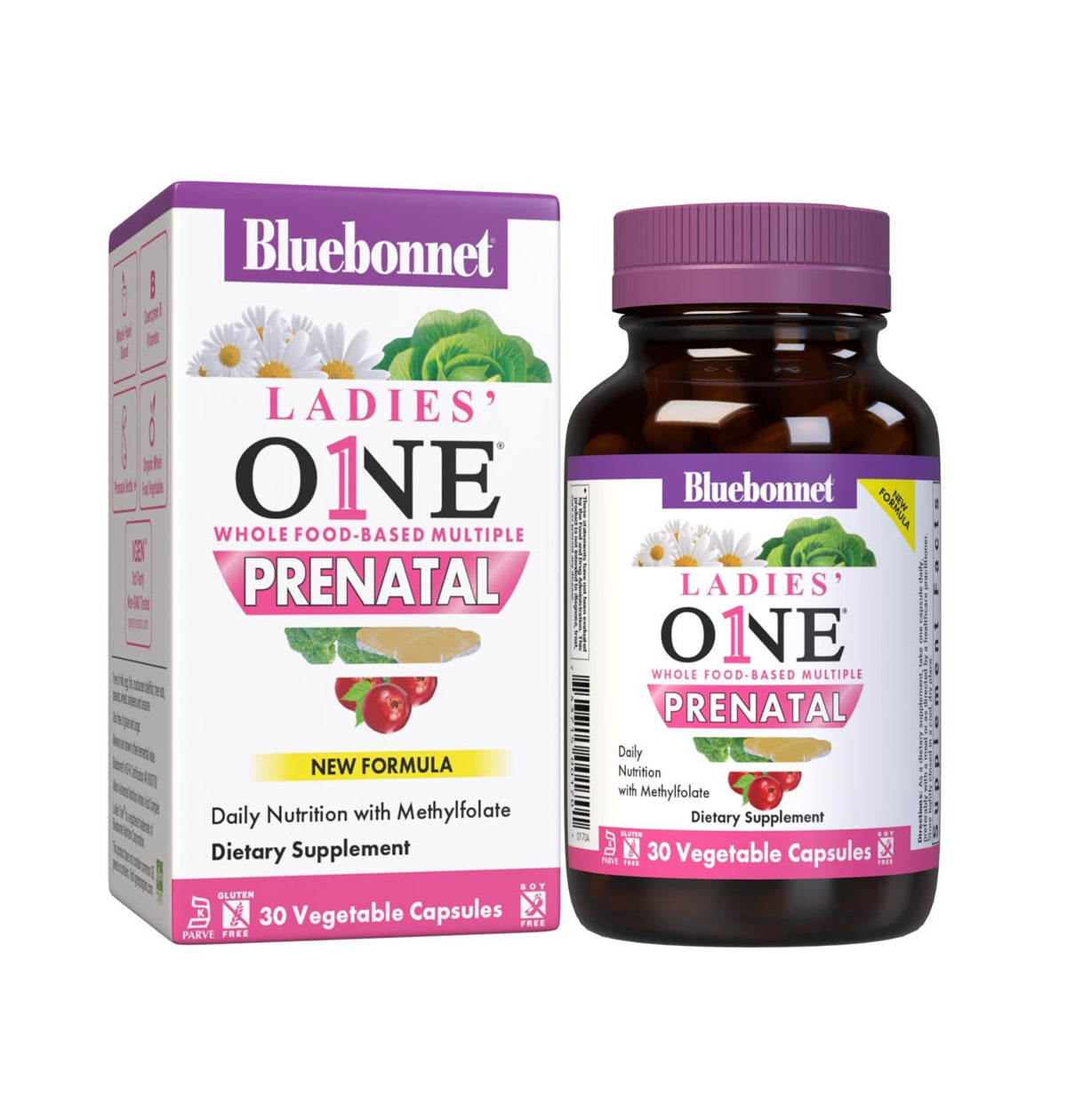 BlueBonnet Nutrition Ladies’ One Prenatal bottle front view
