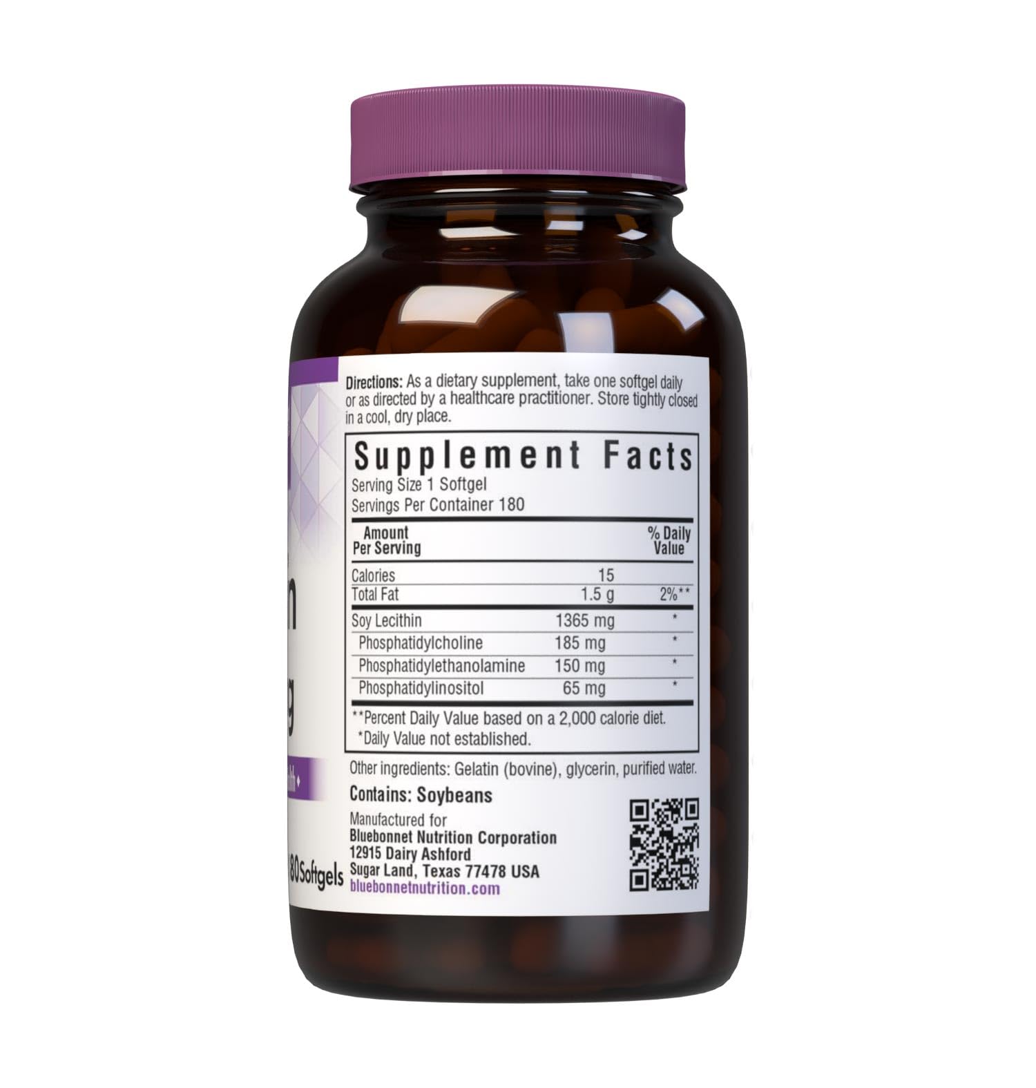 Close-up of BlueBonnet Lecithin 1365 mg softgels capsules