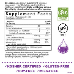 Ingredients panel showing calcium citrate magnesium citrate and vitamin D3