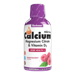 Bluebonnet Raspberry Liquid Calcium Magnesium Citrate bottle 16 oz