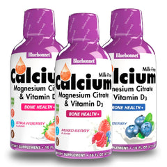 Bluebonnet Nutrition Liquid Calcium Magnesium Citrate with Vitamin D3 Blueberry flavor bottle 16 oz