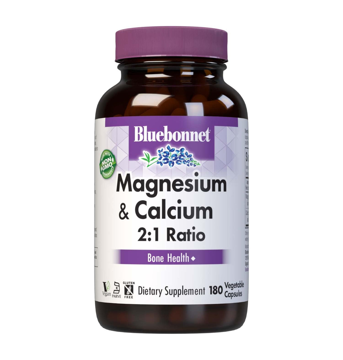 Bluebonnet Magnesium & Calcium 2:1 Ratio bottle and capsules