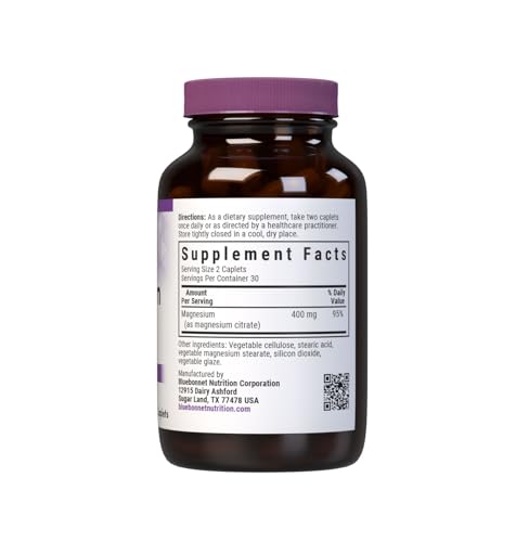 Bottle with label showing 400 mg magnesium per serving