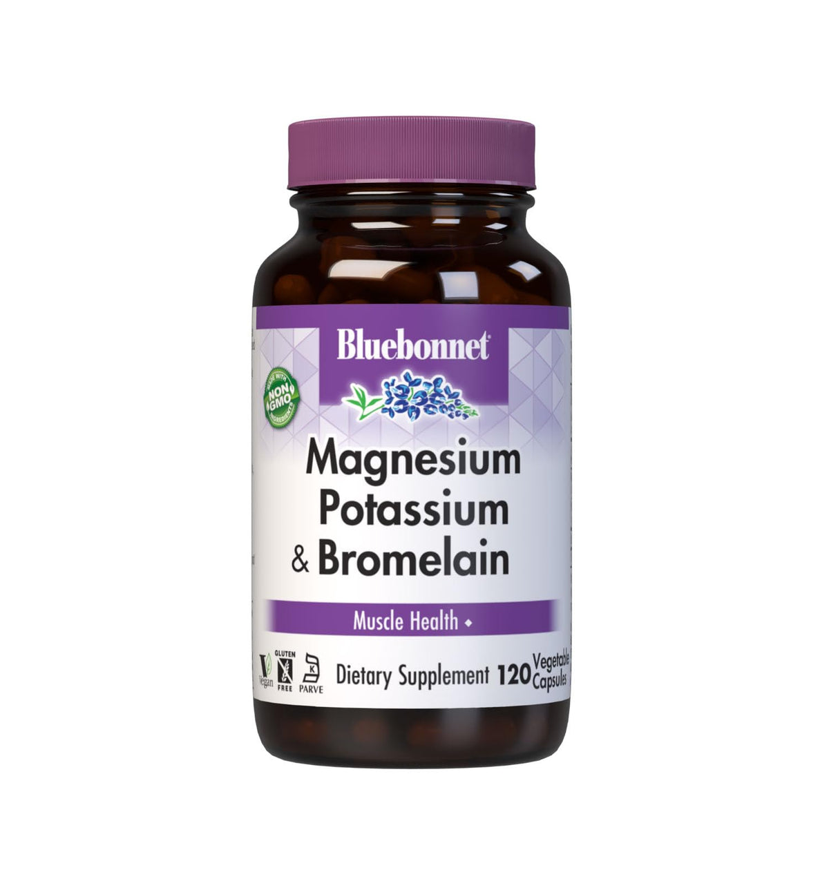 Bluebonnet Magnesium Potassium Bromelain capsules bottle close-up