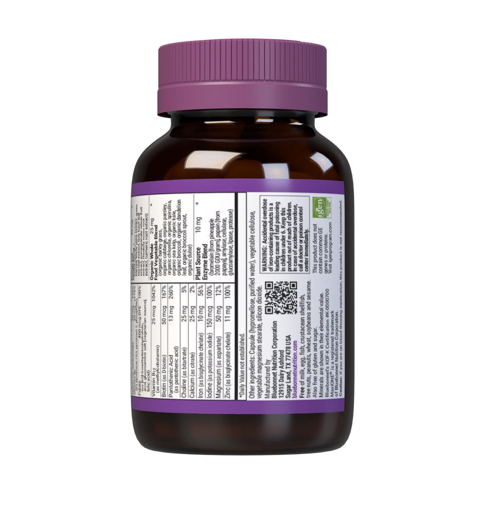 Label on BlueBonnet Maxi One Iron Caplets showing 30 capsules