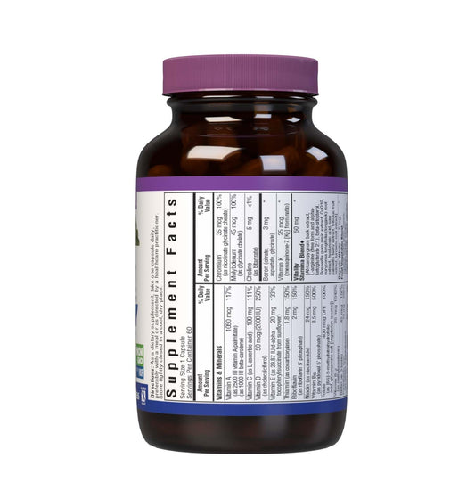 Label close-up of Bluebonnet Men's ONE 40+ multivitamin
