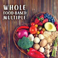Organic whole-food vegetable blend and enzyme blend on label