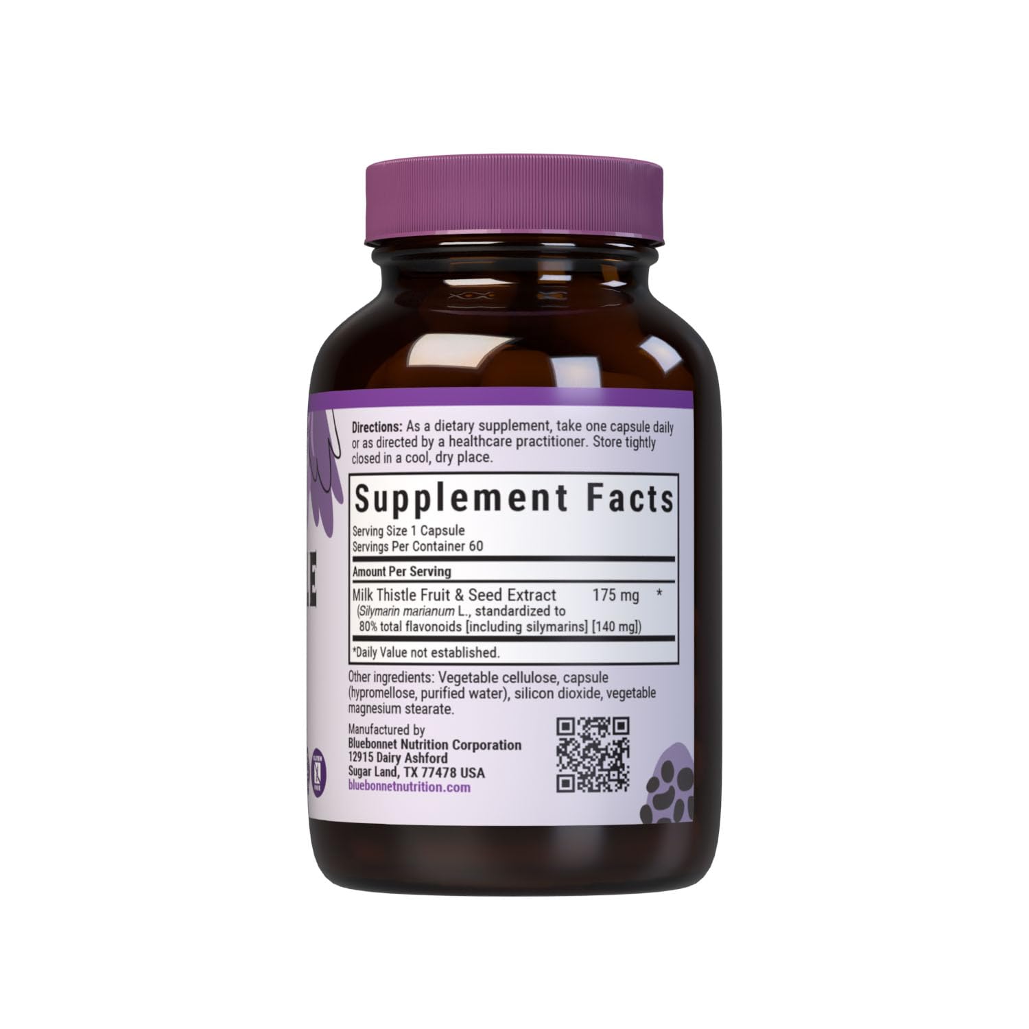 Close-up of BlueBonnet Milk Thistle Fruit & Seed Extract capsules