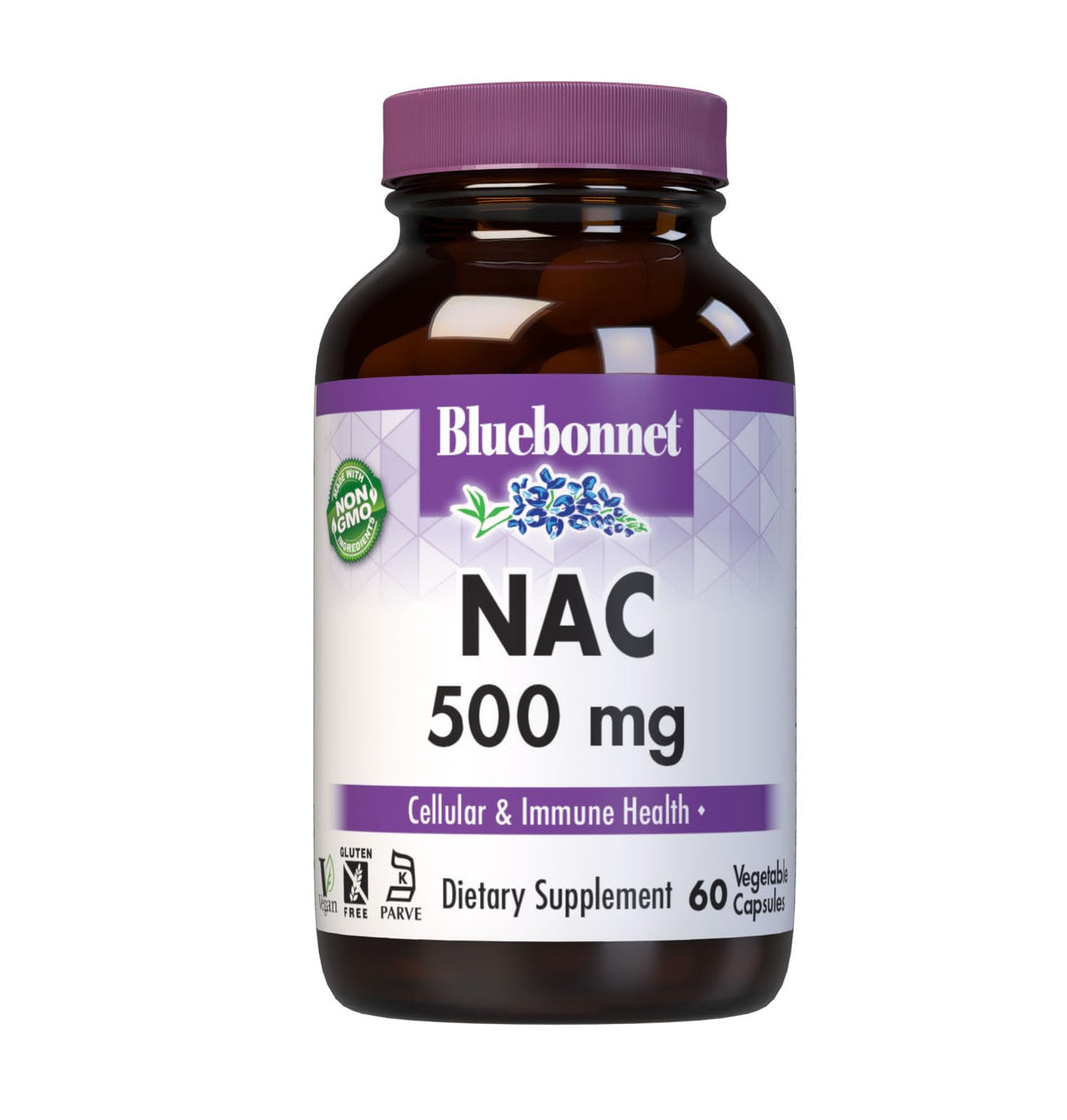 Bluebonnet NAC 500 mg N-Acetyl-L-Cysteine amber glass bottle