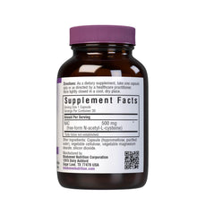 NAC 500 mg free-form N-acetyl-L-cysteine ingredient panel