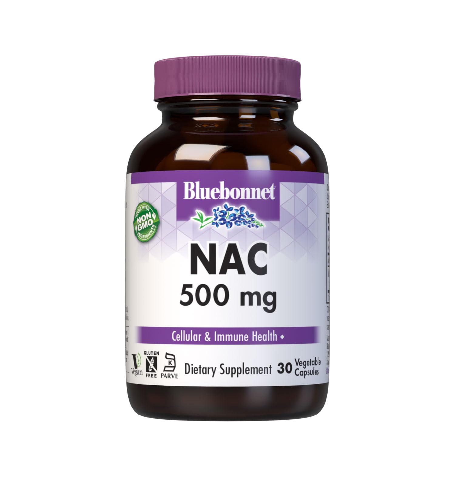Bluebonnet NAC 500 mg vegetable capsules bottle - 30 count (hero image)
