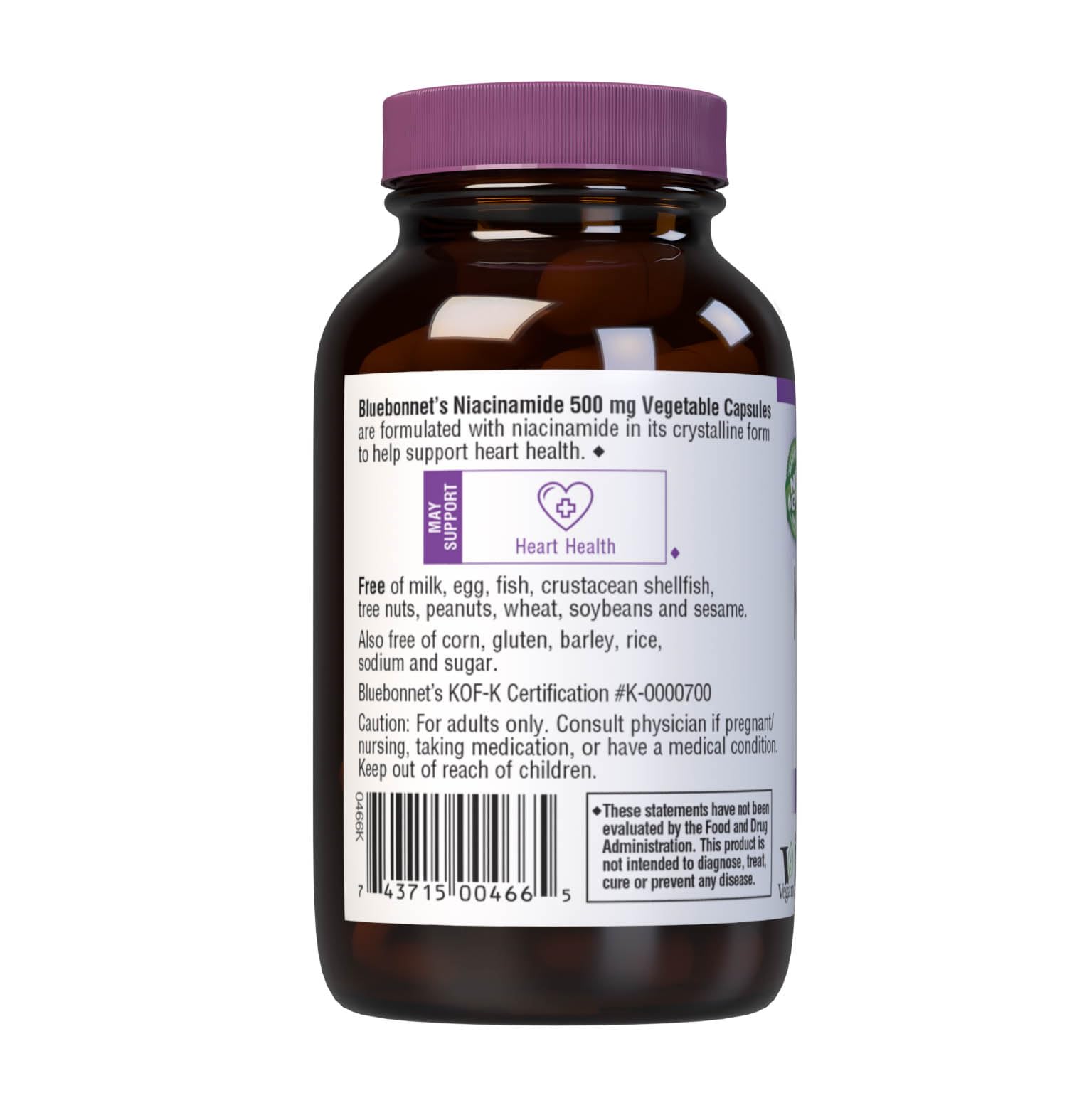 Bluebonnet Niacinamide 500mg packaging and product label.