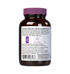 Close-up of label showing 300 mg Alpha Lipoic Acid