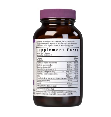 B Complex 100 vegetable capsules side view