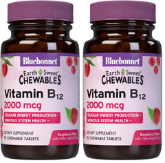 BlueBonnet Nutrition Earth Sweet Vitamin B12 2000 mcg Raspberry Chewables bottle front