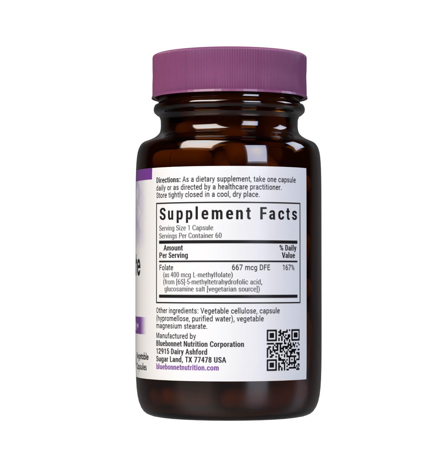 Close-up of Quatrefolic formulated methylfolate capsules