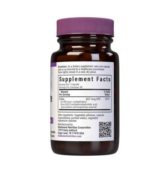 Close-up of Quatrefolic formulated methylfolate capsules