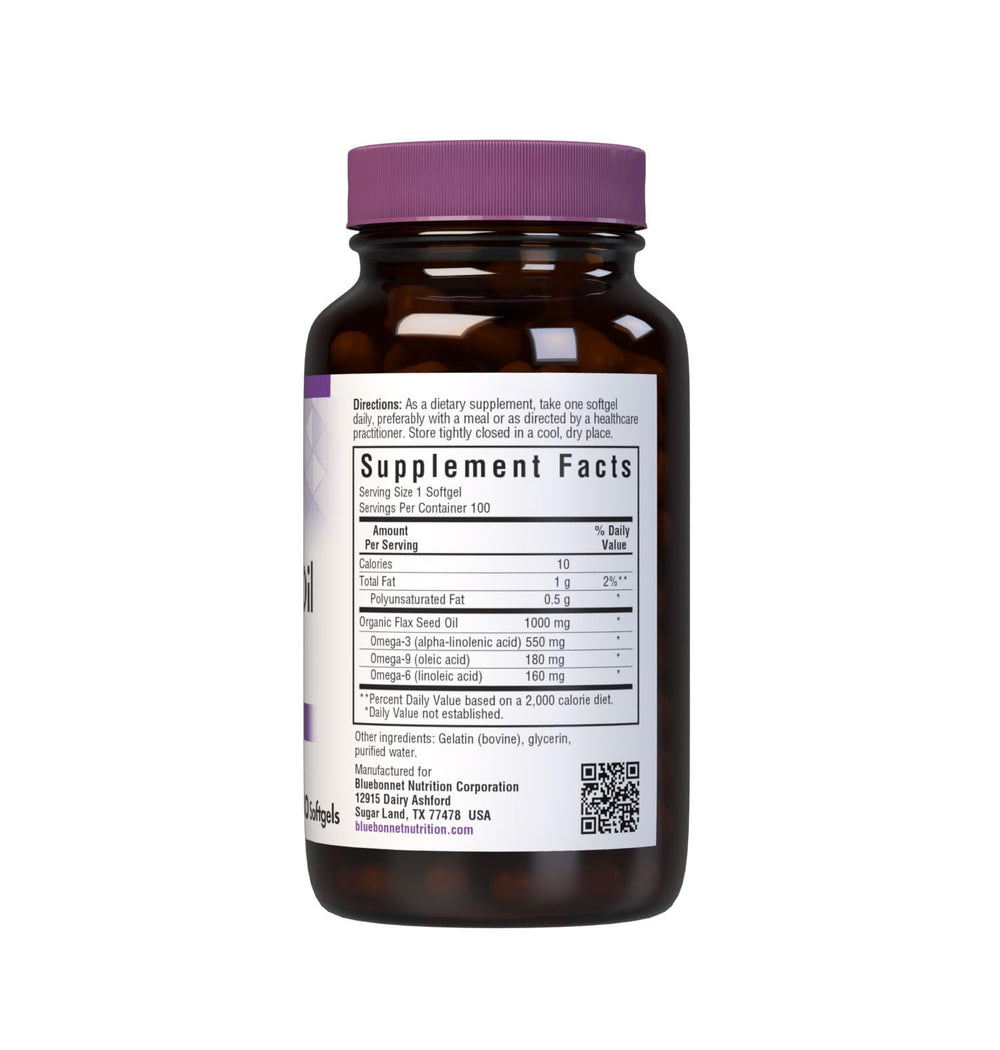 Close-up of BlueBonnet Nutrition Flax Seed Oil 1000 mg Softgels
