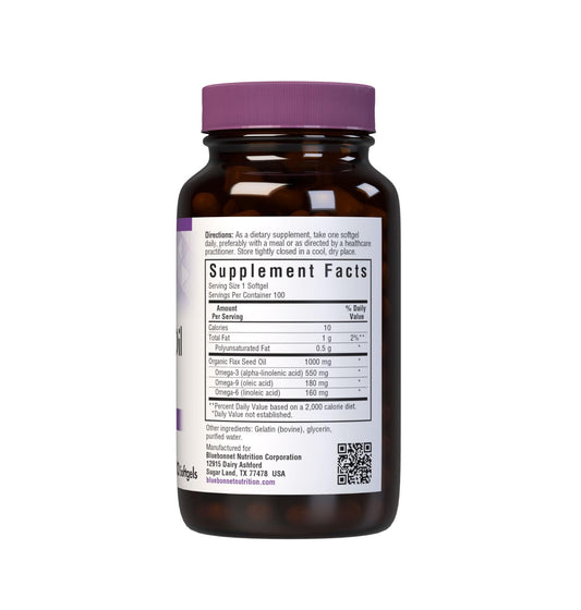 Close-up of BlueBonnet Nutrition Flax Seed Oil 1000 mg Softgels