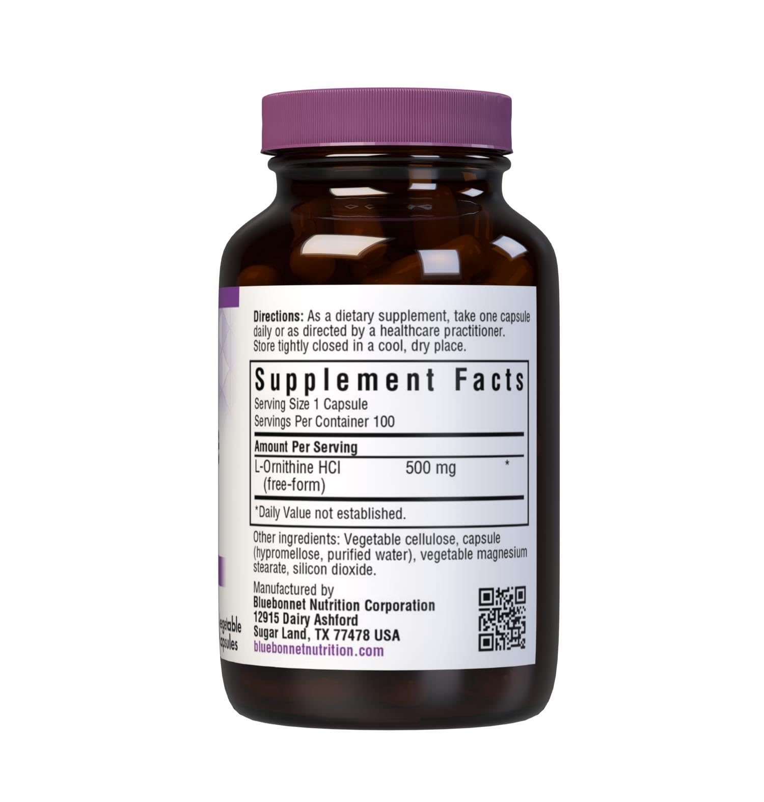 Bluebonnet Nutrition L-Ornithine 500 mg capsules