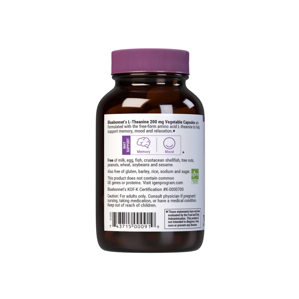 Product label showing vegan, non-GMO, kosher, gluten-free and soy-free features