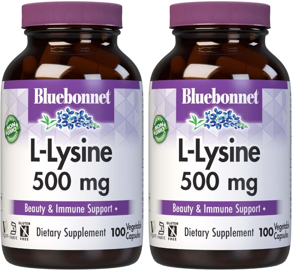 BlueBonnet Nutrition L-Lysine 500mg bottle with 100 capsules per bottle (Pack of 2)