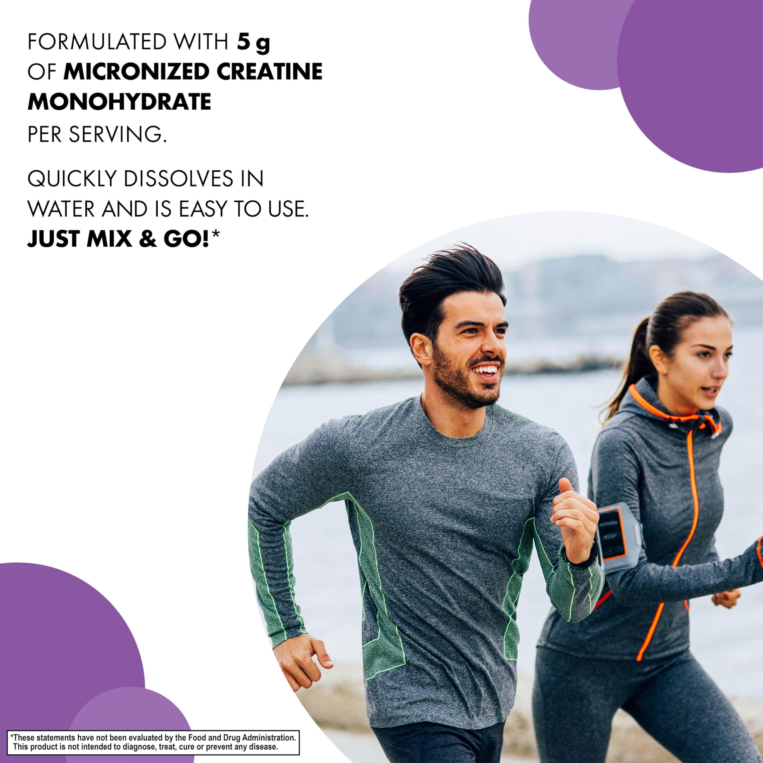 Premium ingredients and quality testing label for BlueBonnet Creatine
