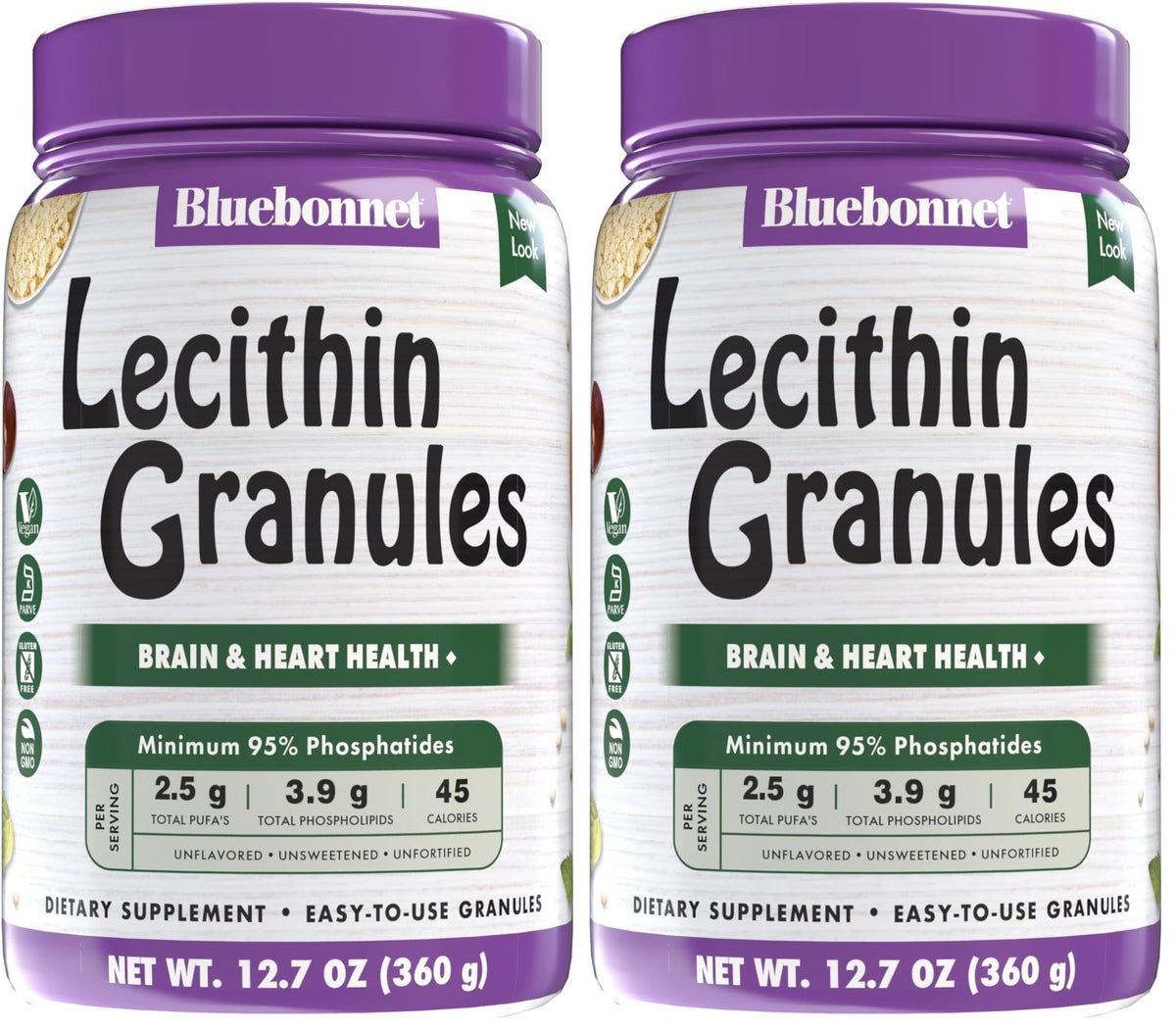 BlueBonnet Super Earth Lecithin Granules 2-pack package with yellow label
