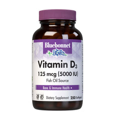 Bluebonnet Nutrition Vitamin D3 5000 IU softgels bottle label