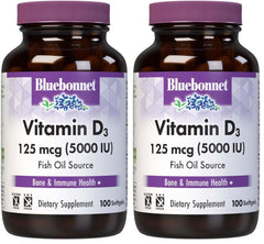 BlueBonnet Nutrition Vitamin D3 5000 IU Softgels 2-Pack Front View