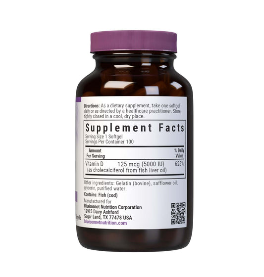 BlueBonnet Nutrition Vitamin D3 5000 IU Softgels 2-Pack Label
