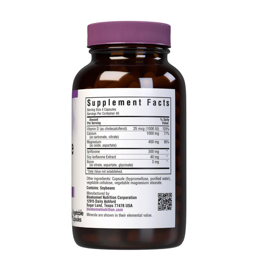 Close-up of BlueBonnet Osteo-Bone Formula bottle with capsules