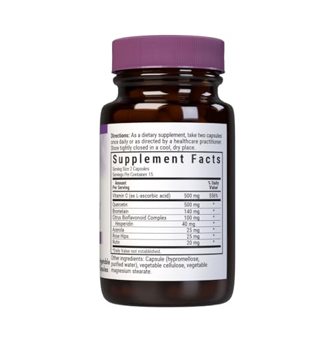 Close-up of quercetin with IP Vitamin C, rose hips and acerola in the formula